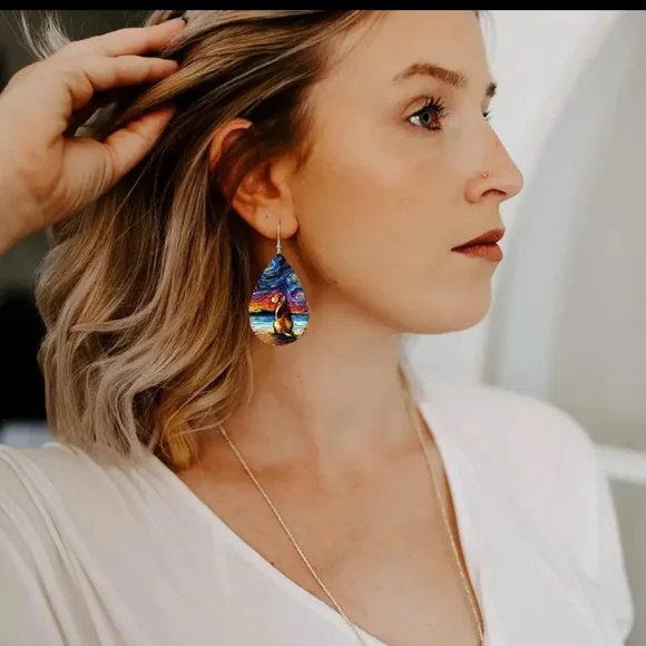 dog and sunset earrings - Picture 2 of 3